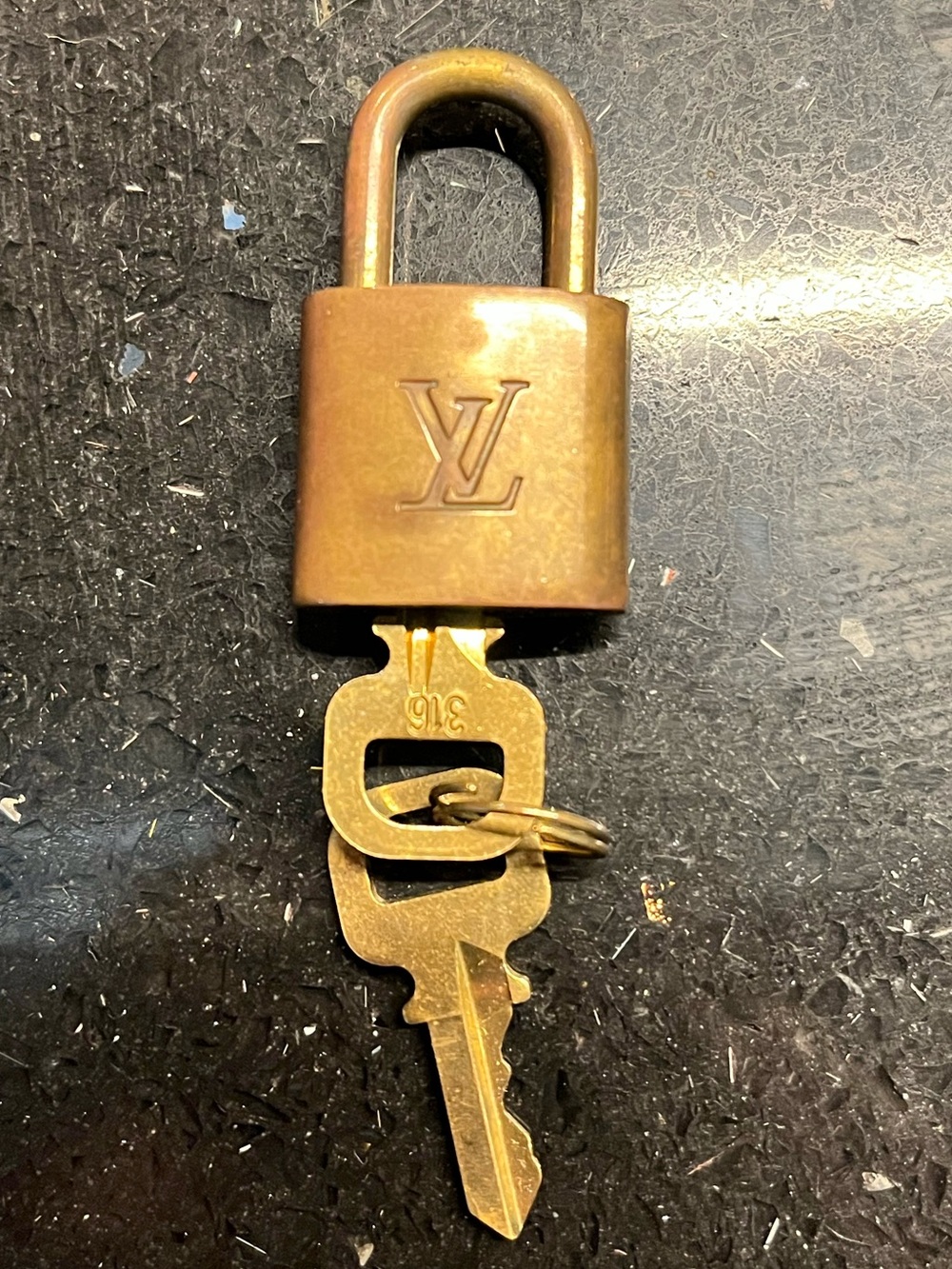 Authentic Louis Vuitton Lock & Key Set #316 — Gold-Tone Brass — Vintage
